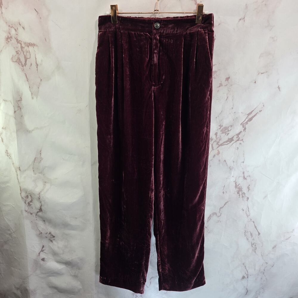 Madewell Pants Womens Small X 27 Red Velvet Tapered Pleat Crop High Rise Pull On